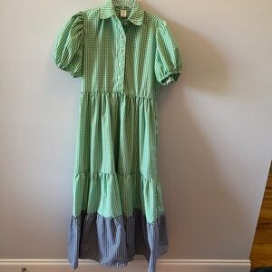 Bululu Green and Blue Gingham Dress